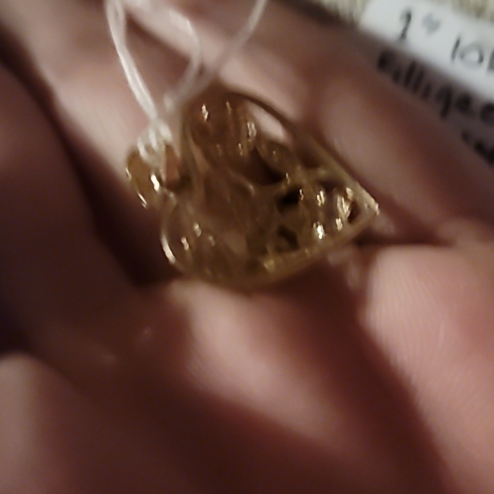 Vintage 10k Real Gold Filigree Heart Pendant - Picture 6 of 6